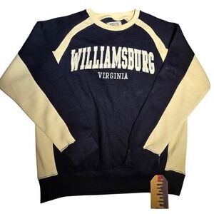 New York Popular Williamsburg Virginia Sweatshirt Navy Cream Mens Large NWT